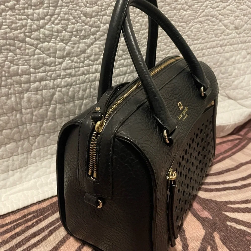Kate Spade Black Textured Satchel